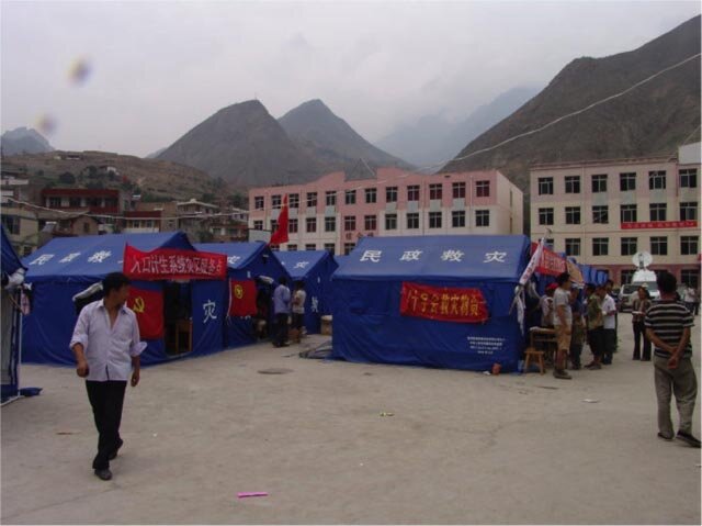 Tents provide shelter for disaster victims