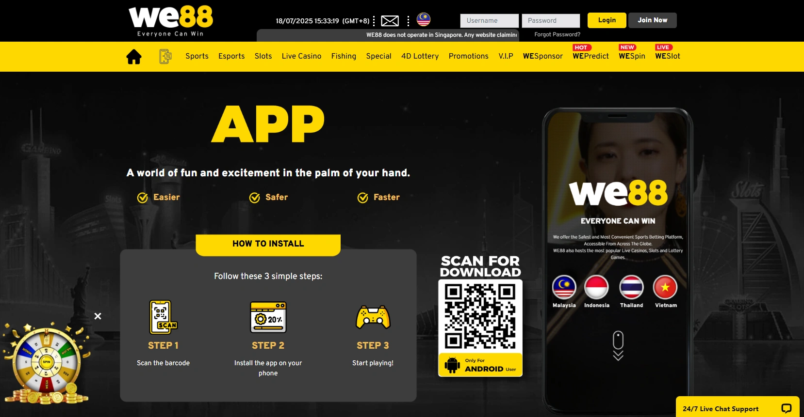 Fast Loading Games, Secure Transactions & Mobile Access at WE88 Fast Loading Games, Secure Transactions & Mobile Access